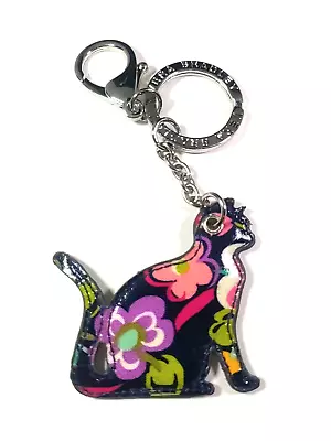 Vera Bradley Cat Keychain Purse Luggage Clip Floral Black Vinyl • $25
