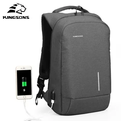 $30.23 • Buy KINGSONS Men USB Charging 15.6inch Laptop Backpack Travel Anti-theft School Bag