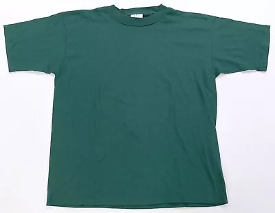 Rare Vintage FASHION GEAR Plain Blank T Shirt 90s Dark Green Size Large L • $24.99