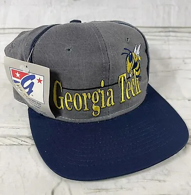 Vintage 90's Georgia Tech Yellow Jackets- The Game - Navy/Gray Snapback Hat NWT • $34.99