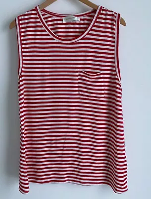 ZIMMERMANN Designer Red & White Sleeveless Stretch Soft Top Pocket Size 2 / 12 • $25