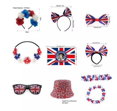 1~6PCS Union Jack Headband Hairband Alice Hair Band Bow Tie British Flag Costume • £4.77