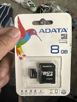 ADATA Micro 8GB SDHC Card With SD Adapter AUSDH8GCL4-RA1 Memory Card Camera NEW • $5.99