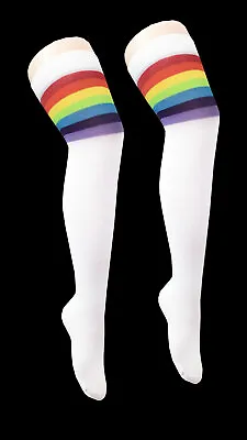 Ladies Girls Over The Knee Socks Thigh High Women REFEREE STRIPED PLAIN OTK SOCK • £3.79