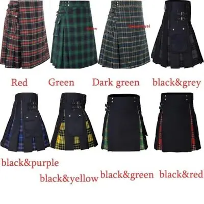 Kilts Men's Utility Kilt For Men Modern Hybrid Cotton & Tartan Kilts Scottish= • $23.99