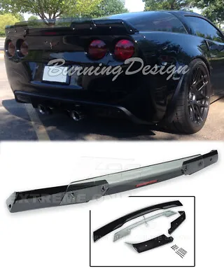 GLOSSY BLACK 05-13 Corvette C6 Rear Spoiler C6.5 Style Light Tinted Wickerbill • $499.98