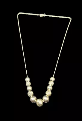 Vintage Sterling Silver Beaded Round Ball Station Necklace Chain Link 19 Inches • $67.50