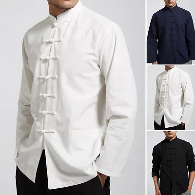 Men Chinese Tang Suit Uniform Jacket Clothing Traditional Kung Fu Tai Chi Coat  • £20.39
