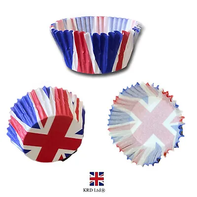 50pk Union Jack Cup Cake Muffin Cases King Coronation Party Baking Supplies UK • £3.10