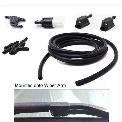 Front Wiper Arm Washer Nozzle 4 Way Jets Hose Tube Pipe Check Valve Universal • $11.99