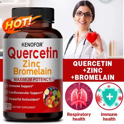 Quercetin Complex With Bromelain | 120 Vegan Capsules | Added Zinc | • £7.75