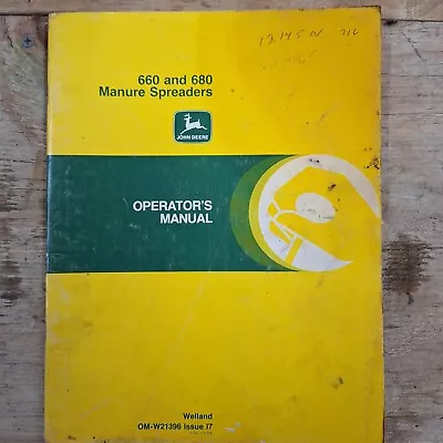 John Deere Owners Manual 660 And 680 Manure Spreaders OMW21396 • $10