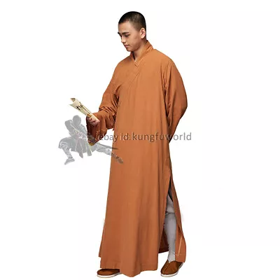 High Quality Cotton Linen Buddhist Monk Dress Shaolin Robe Meditation Suit  • $88