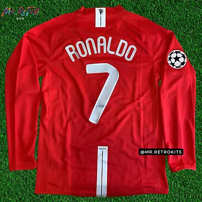 Ronaldo #7 Manchester United 2008 UCL Long Sleeve Home Red Retro Jersey Size S • $75