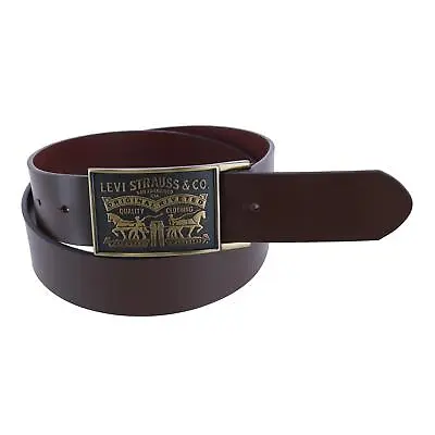 New Levis Men's Leather Bridle Belt With Antiqued Removable Plaque Buckle • $30.94