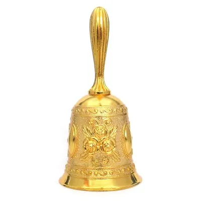 NEW Gold Color Floral Altar Bell 4.5  Small Altar  Or Desk Chime Vintage Style • $17.49