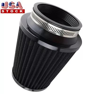 Black 3  High Flow Inlet Dry Air Filter Cold Air Intake Cone Replacement 76mm US • $11.69