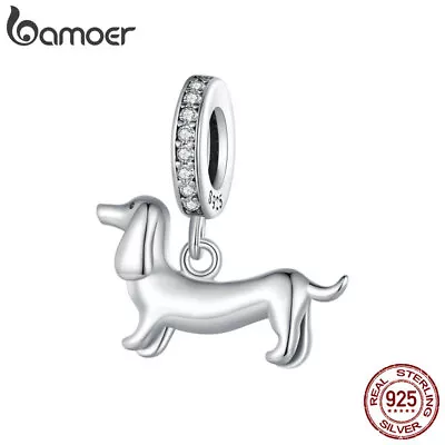 Bamoer 925 Sterling Silver Dachshund Pendant Dog Animal Bracelet Charm Bead  • $9.15