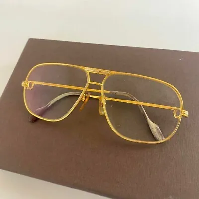 $432.40 • Buy CARTIER Glasses Frame Trinity Gold Metal Aviator Eyeglasses 62-12 Vintage Used