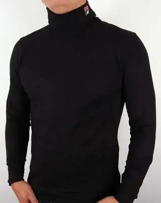 £39 • Buy Fila Vintage Roll Neck In Black - Long Sleeve T Shirt, Turtle Neck, 80s Casual