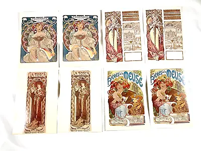 8 Vintage 1960's Alphonse Mucha Postcards - Art Nouveau - 4 Prints - USA • $29.99