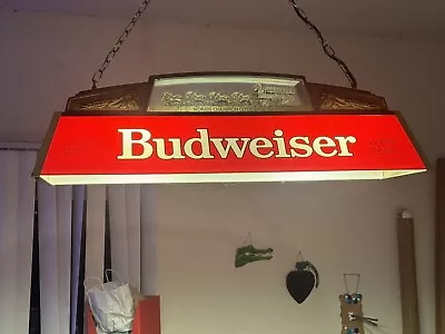 40  VTG BUDWEISER Pool Table Light GOLD WORLD'S CHAMPION CLYDESDALE • $400