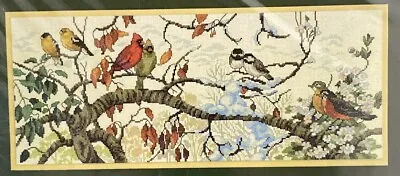 Elsa Williams Counted Cross Stitch Kit BIRD SEASONS Four Seasons Cardinals Robin • $32.99
