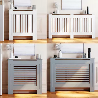 High 92cm/100cm Radiator Cover Hallway Entryway Modern MDF Grill Cabinet Shelf • £69.91