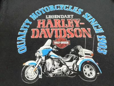 Harley Davidson Trike 2 Sided Graphic Mens Black Biker Built T-Shirt Size L • $20