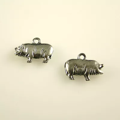 Pig - Lead Free Silver Color Pewter Charm • $2.50