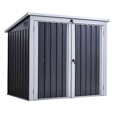 Outsunny 2-Bin Corrugated Steel Rubbish Storage Shed W/ Locking Doors Lid Unit • £189.99