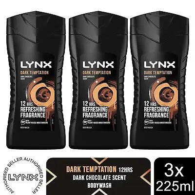 Lynx Dark Temptation 12-H Refreshing Fragrance Shower Gel Body Wash 3x225ml • £7.49