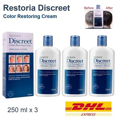 3 X Restoria Discreet Grey Hair Covering Hair Colour Restoring Cream 250 Ml • $69