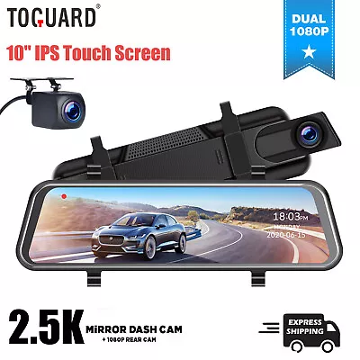 TOGUARD 10  Mirror 1080P Dash Cam Backup Camera Front And Rearview DVR Recorder • $135.99