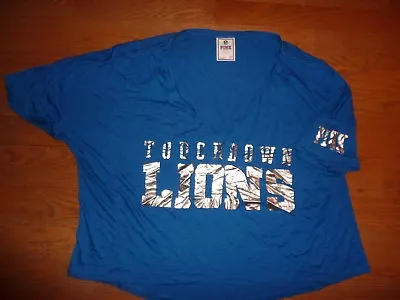  Victorias Secret Pink Nfl Detroit Lions Bling  Super Soft  Crew Crop Tee Nwt • $34.99