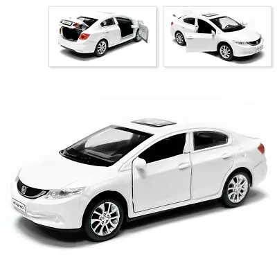 Honda Civic Metal Model Diecast Car Scale Collectible Toy Cars White 1/36 • $19.99