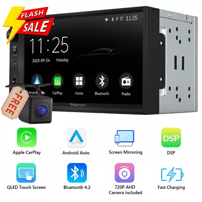 CAM+7  QLED 2Din Car Stereo Radio Head Unit DSP Audio Apple CarPlay Android Auto • $189.29