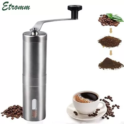 Portable Manual Coffee Grinder Detachable With Ceramic Burr Bean Mill Stainless • $9.95