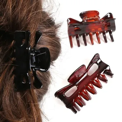 £6.20 • Buy Pack Of 4 WOMANS HAIR CLIPS BLACK & BROWN Clamp Grip Hairstyle Bulldog Hairpins