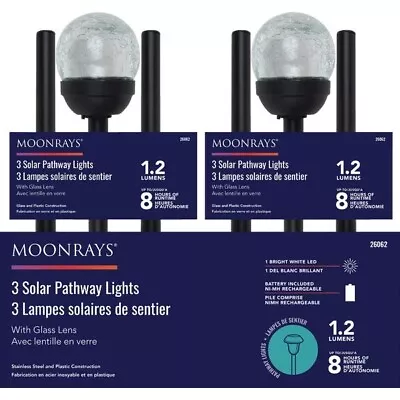 (12-3/pk)-Moonrays Crackle Glass Ball Solar Stake Pathway Light. Model: 26062 • $168.99