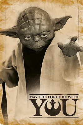 Star Wars - Movie Poster (Yoda: May The Force Be With You - Version 2) (24 X 36) • $12.99