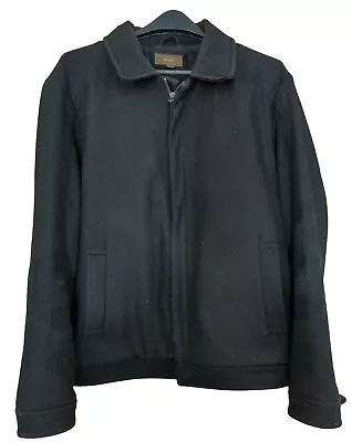 Merona Mens Large Black Four Pocket Zip Up Wool Jacket • $40