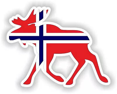 Sticker Moose Silhouette Norway Flag For Bumper Guitar Skate Locker Tablet #02 • $3.16