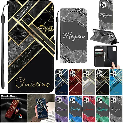 $10.49 • Buy Flip Leather Case For For IPhone 14 Pro 13 12 11 Personalised Marble Phone Cover