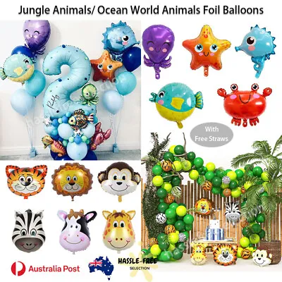 Jungle Animal Ocean Zoo Foil Balloon Air Inflatable Party Decoration Birthday • $4.49