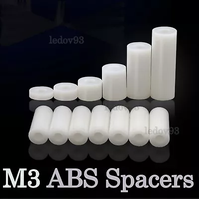 M3 3mm WHITE ABS Plastic SPACER STANDOFF THICK Round NYLON Washers • £3.06