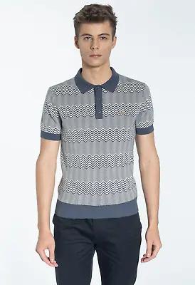 Merc - Bennard Knit Polo - Slate Blue [BNWT] • £49.99