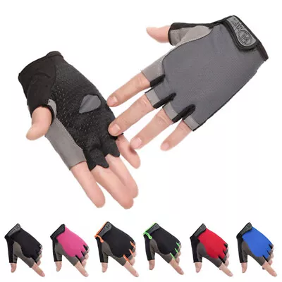 Men Women Half Finger Gloves For Sports Bike Mittens Driving Fishing Cycling • £5.39