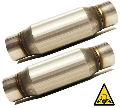 Pair Of 3  Straight Universal Glass Pack Resonator Muffler Stainless Steel • $68.74