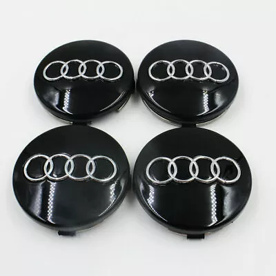 4X 60MM Hub Caps Wheel Center Caps Car Rim Emblem Badge Logo Black Fits AUDI • $18.99